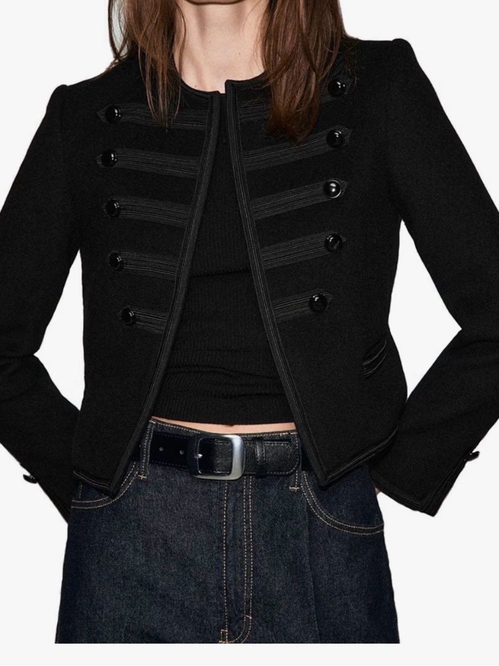 Black Military Button Napoleon Jacket